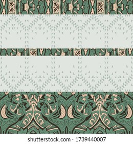 green paisley border pattern on green background