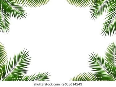 Green Palm Branch Isolated White Background With Gradient Mesh, Vector Illustration