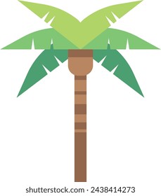 Green palm flat icon. Tropical beach tree