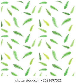 Motif d'Image vectorielle harmonieux de feuille de palme verte avec texture de plume
