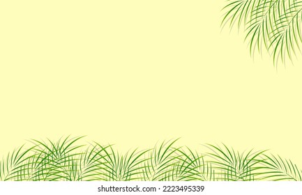 Green Palm Leaf Vector For Background. Tropical Palm Frond Frame. Summer Tropical Leaves. Summer Greeting Cards