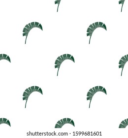 Green Palm Leaf. Vector illustration. Seamless background pattern. Floral botanical flower. Wild leaf wildflower isolated. Exotic tropical hawaiian jungle. Fabric wallpaper print texture.