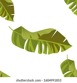 Green Palm Leaf. Vector illustration. Seamless background pattern. Floral botanical flower. Wild leaf wildflower isolated. Exotic tropical hawaiian jungle. Fabric wallpaper print texture.
