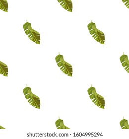 Green Palm Leaf. Vector illustration. Seamless background pattern. Floral botanical flower. Wild leaf wildflower isolated. Exotic tropical hawaiian jungle. Fabric wallpaper print texture.