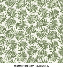 Green palm leaves. Seamless pattern repeat. Editable vector.