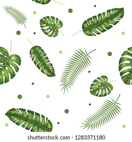 Green Palm Leaves Tropical vector isolated illustration on white background, Pattern and summer set