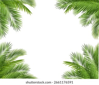 Rama verde de la palmera aislada con el fondo blanco con la malla del gradiente, Ilustración vectorial