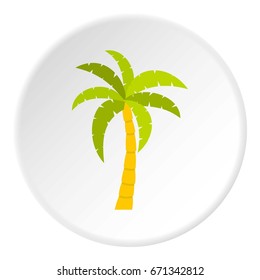 Green palm tree icon in flat circle isolated vector illustration for web
