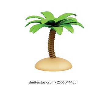 Green palm tree illustration 3d render vector