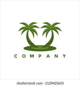 Green palm tree logo illustration design for your business