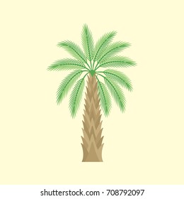 A green palm tree with a pastel background