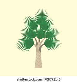 A green palm tree with a pastel background