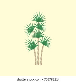 A green palm tree with a pastel background