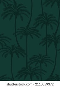 Green palm tree pattern. Vector seamless pattern