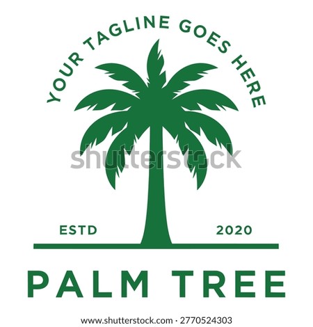 Green palm tree silhouette with text elements indicating a brand or establishment date icon