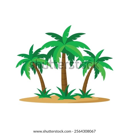 
Green palm trees isolated flat vector illustration on white background