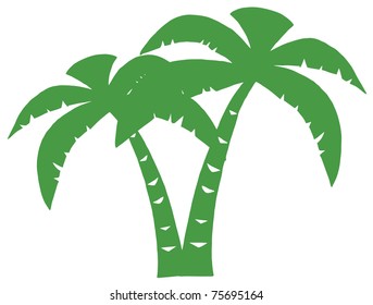 Green Palms Three Silhouette