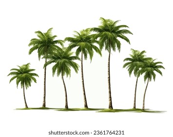 Green Palms vector collection. Tropical tree beach palms isolated on white.