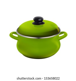 green pan kitchen pot isolated on white background