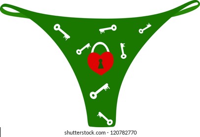 Green Panties with Lock and Keys