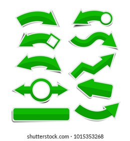 Green paper arrow stickers with shadows,eps10