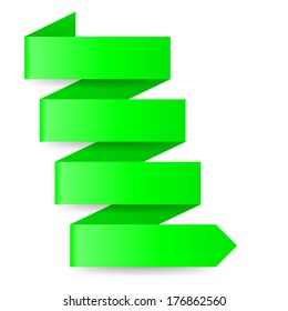 Green paper arrow in zigzag arrow on white background