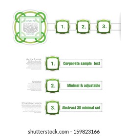 Green paper background edition of scalable vector design composition of circle and rectangle composed classical architectural style banners for  numbers, simple menu for web print or for universal use
