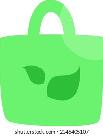 Bolsa de papel verde, ilustración, vector sobre fondo blanco.