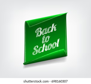 Green, paper banner for back to school. Vector illustration.