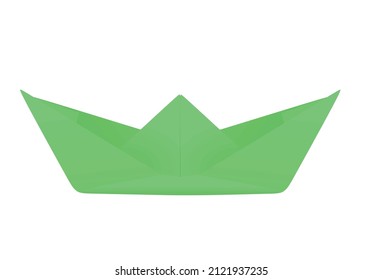 Green paper boat. vector illustration