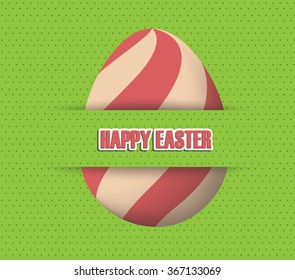 green Paper card with striped easter eggs