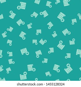 Green Paper check and financial check icon isolated seamless pattern on green background. Paper print check, shop receipt or bill.  Vector Illustration