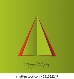 Green paper Christmas tree. Vector