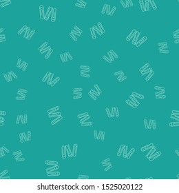Green Paper clip icon isolated seamless pattern on green background.  Vector Illustration