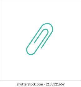 Green paper clip  icon. vector illustration