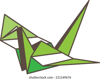 Green Paper Crane Icon (Vector)
