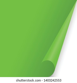 Green paper with curled corner.