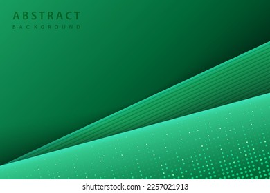 green paper cut abstract background with futuristic neon lines and spots texture