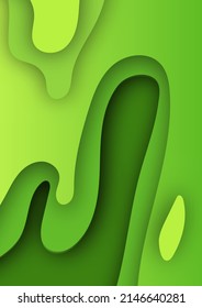 Green paper cut background. Abstract green paper poster textured with layer.