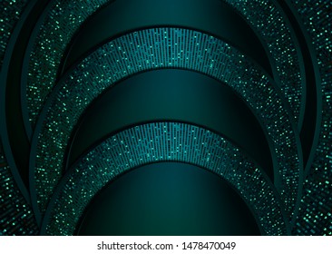 green paper cut background textured with silver