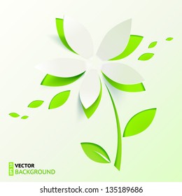 Green paper cutout vector flower