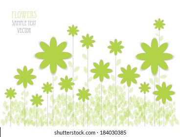 green paper flowers background