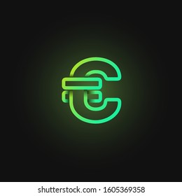 Green paper folded character from a typeset, vector illustration