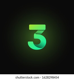 Green paper folded character from a typeset, vector illustration