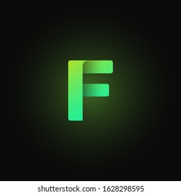 Green paper folded character from a typeset, vector illustration