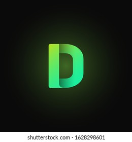 Green paper folded character from a typeset, vector illustration