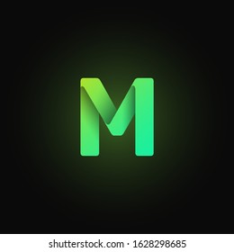 Green paper folded character from a typeset, vector illustration