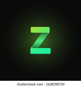 Green paper folded character from a typeset, vector illustration
