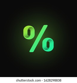 Green paper folded character from a typeset, vector illustration