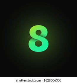 Green paper folded character from a typeset, vector illustration